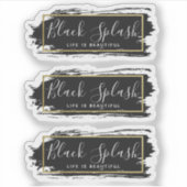 Zwarte verflijn & Modern Gold Geo 3-delige Logo Sticker (Voorkant)