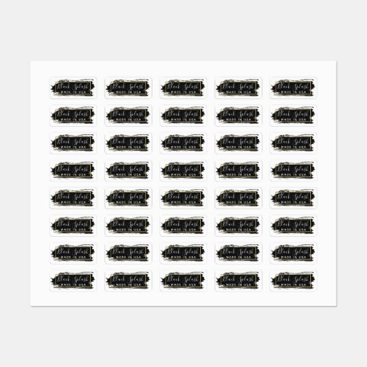 Zwarte verfslag & moderne gouden geometrische kled labels (Vel)