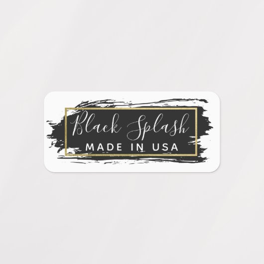 Zwarte verfslag & moderne gouden geometrische kled labels (Design 2)