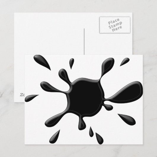 Zwarte verfsplodge briefkaart (Voorkant / Achterkant)