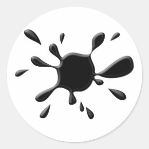 Zwarte verfsplodge ronde sticker
