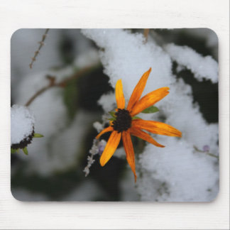 zwarte verige susan in de eerste sneeuw muismat