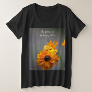 Zwarte-verige susanbloemen grote maat t-shirt