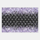 Zwarte verjaardag met paarse lavendel glitters naa inpakpapier vel (Voorkant 2)