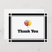 Zwarte Verjaardagsballonnen Bedankkaart Briefkaart (Voorkant / Achterkant)