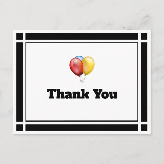 Zwarte Verjaardagsballonnen Bedankkaart Briefkaart (Voorkant)