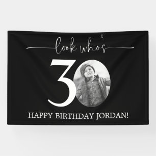 Zwarte verjaardagsbanner 30ste verjaardag Kijk e Spandoek