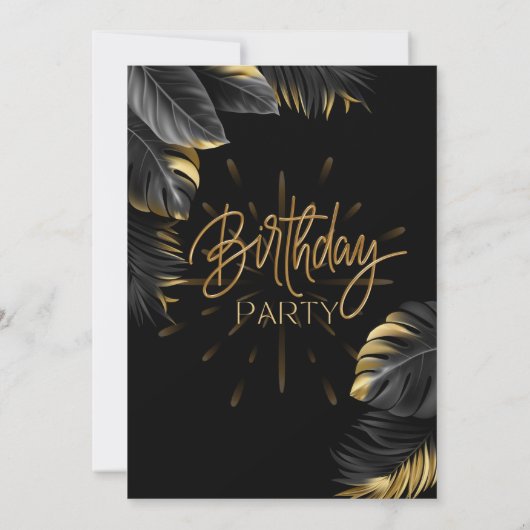 zwarte verjaardagsfeest uitnodigingskaart kaart (Achterkant)
