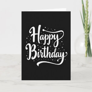 Zwarte Verjaardagskaart met Stijlvol Lettertype Kaart