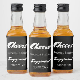 Zwarte Verloving bruiloft voor Cheers Likeurfles Etiket