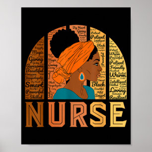 Zwarte Verpleegster Afro Vrouw Inspirerend Woordwo Poster