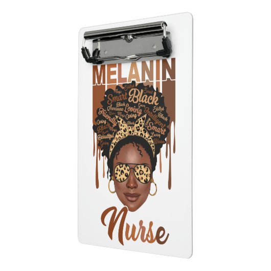 Zwarte verpleegster leven kan verpleegschool melan mini klembord (Angled2)