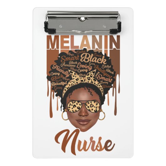 Zwarte verpleegster leven kan verpleegschool melan mini klembord (Voorkant)