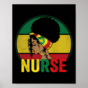 Zwarte Verpleegster Vrouw Afro Melanine Vintage Zw Poster