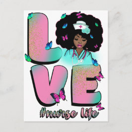 Zwarte verpleegster ziekenhuis verpleegkundigen 'm feestdagenkaart