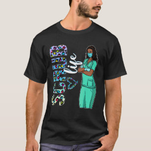 Zwarte verpleegstersuniform voor vrouwen Afro Afri T-shirt