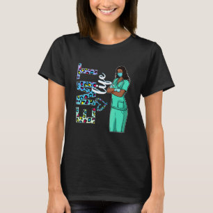 Zwarte verpleegstersuniform voor vrouwen Afro Afri T-shirt