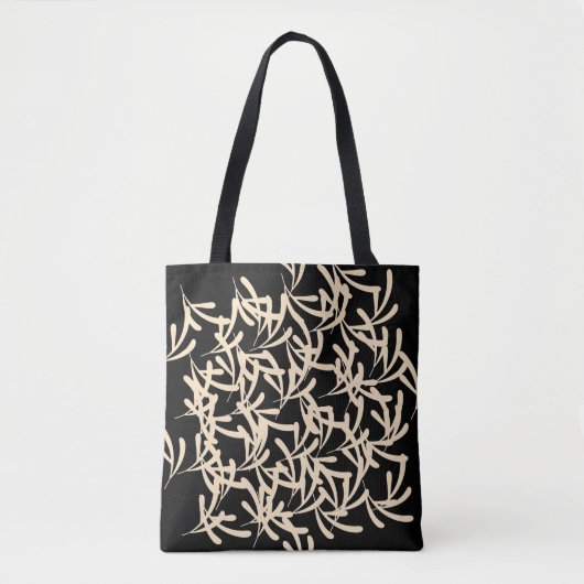 Zwarte Versierde Decoratieve  Tote Bag (Voorkant)