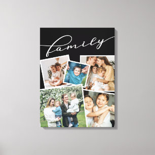 Zwarte verspreide foto's Fotocollage Familie Canvas Afdruk
