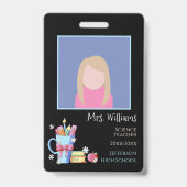 Zwarte Verticale Foto ID Educator Badge (Front)