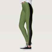 Zwarte verticale streep | Tekst toevoegen | Olijfg Leggings (Links)