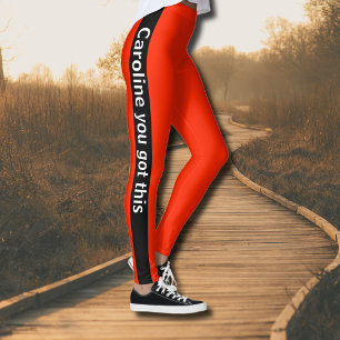 Zwarte verticale streep Tekst toevoegen Scharl Leggings