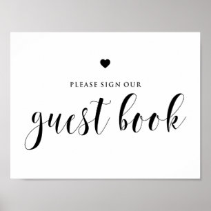 Zwarte Vet Schrift Gelieve Ons Gastboek Te Onderte Poster