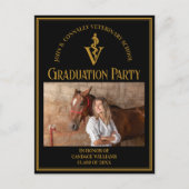 Zwarte Veterinaire School Afstudeerfeest Uitnodiging Briefkaart (Voorkant)