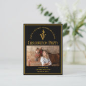 Zwarte Veterinaire School Afstudeerfeest Uitnodiging Briefkaart (Staand voorkant)