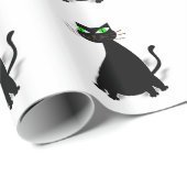 Zwarte vetkat met groene ogen cadeaupapier (Rol Hoek)