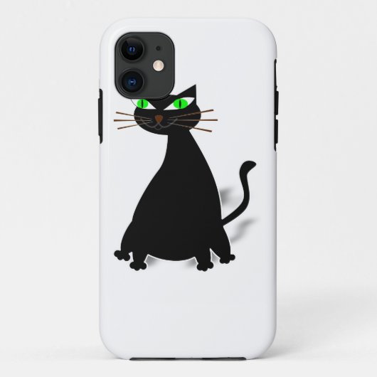 Zwarte vetkat met groene ogen Case-Mate iPhone case (Achterkant)