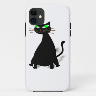 Zwarte vetkat met groene ogen Case-Mate iPhone case