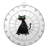 Zwarte vetkat met groene ogen dartbord (Voorkant)