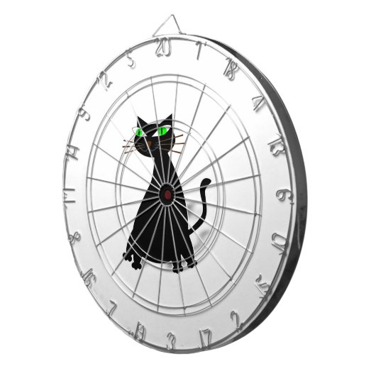 Zwarte vetkat met groene ogen dartbord (Voorkant Rechts)