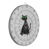 Zwarte vetkat met groene ogen dartbord (Voorkant Links)