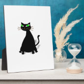 Zwarte vetkat met groene ogen fotoplaat (Zijkant)