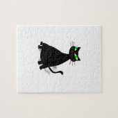 Zwarte vetkat met groene ogen legpuzzel (Horizontaal)