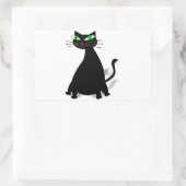 Zwarte vetkat met groene ogen rechthoekige sticker (Tas)