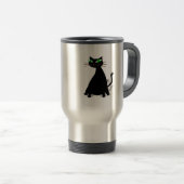 Zwarte vetkat met groene ogen reisbeker (Voorkant rechts)