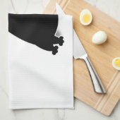 Zwarte vetkat met groene ogen theedoek (Quarter Fold)