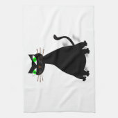 Zwarte vetkat met groene ogen theedoek (Verticaal)