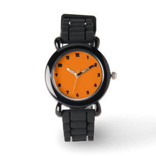 Zwarte vetnummers op Oranje Kinderen Horloge