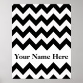 Zwarte Vette Chevron met monogram Poster (Voorkant)