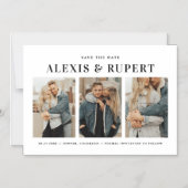Zwarte Vette Typografie Drie Foto Save the Date Magnetische Uitnodiging (Voorkant)