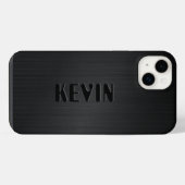 Zwarte Vezeltextuur Monogram iPhone Hoesje (Achterkant horizontaal)