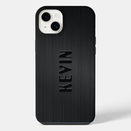 Zwarte Vezeltextuur Monogram iPhone Hoesje (Achterkant)