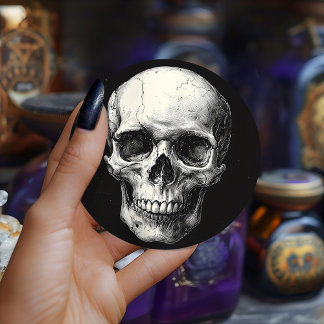 zwarte Victoriaans gotische schedel etsen gunst Ronde Sticker