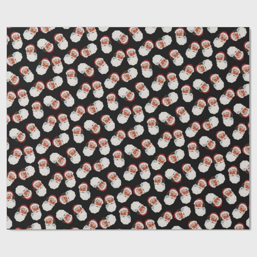 Zwarte  Victoriaans Kerstman Cadeaupapier (Vlak)