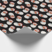 Zwarte  Victoriaans Kerstman Cadeaupapier (Hoek)