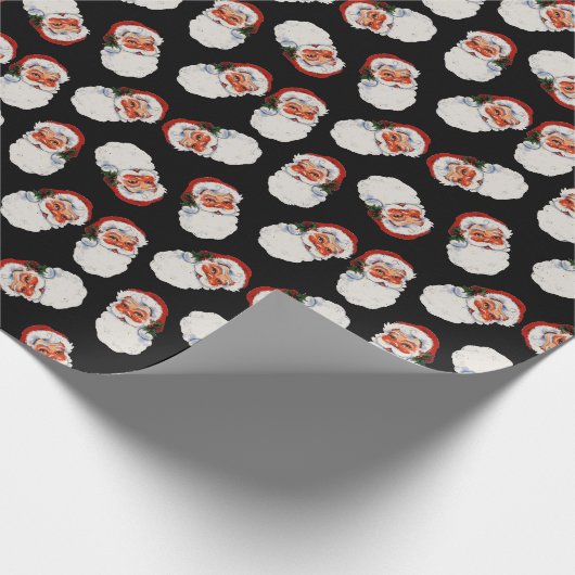 Zwarte  Victoriaans Kerstman Cadeaupapier (Hoek)